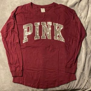 PINK Long Sleeve Sequin T-shirt